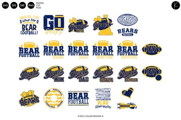 Bears Football Bundle: Graphics for School Spirit Crafts Projects