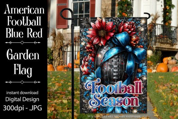 Blue and Red Football Garden Flag F2: Graphics for Crafts