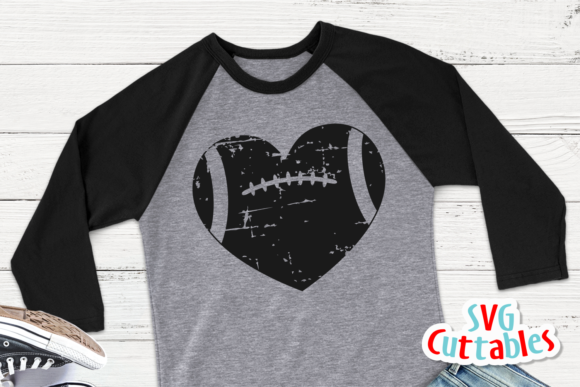 Distressed Football Heart: Graphic Design Asset for Crafts & Marketing