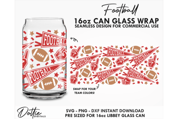 Football 16oz Libbey Glass Can Wrap SVG Review