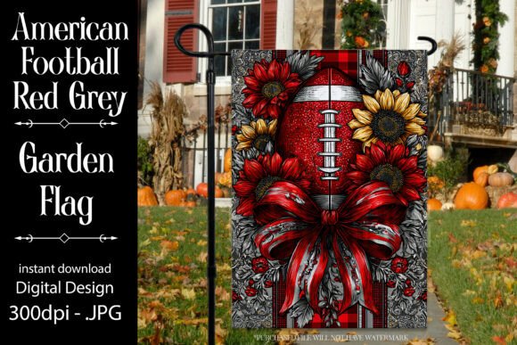 Football Garden Flag Scarlet and Grey F7 Graphics for Crafts