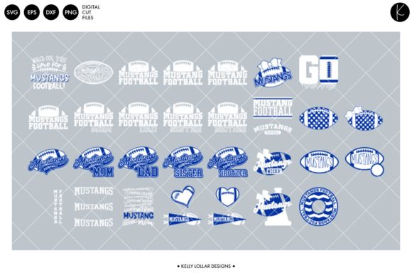 Mustangs Football Bundle White Blue: Graphic Design for Crafts and Branding